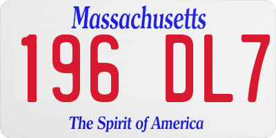 MA license plate 196DL7