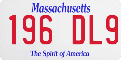 MA license plate 196DL9