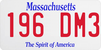 MA license plate 196DM3