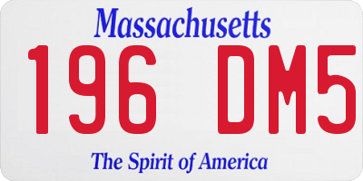 MA license plate 196DM5