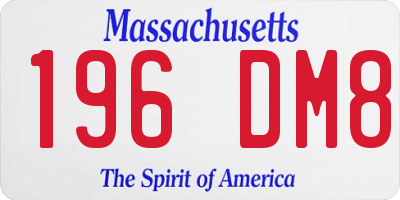 MA license plate 196DM8