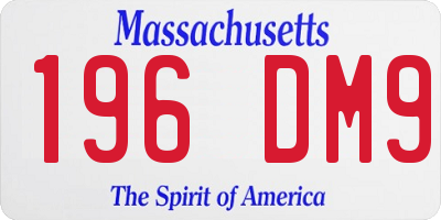 MA license plate 196DM9