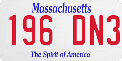 MA license plate 196DN3