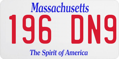 MA license plate 196DN9