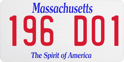 MA license plate 196DO1