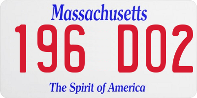 MA license plate 196DO2