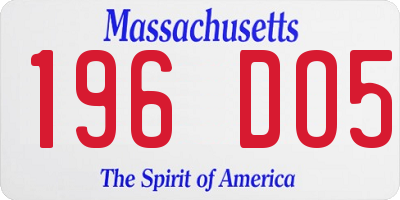 MA license plate 196DO5