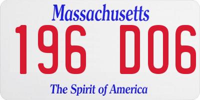 MA license plate 196DO6