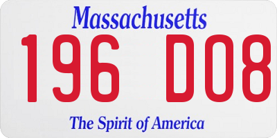 MA license plate 196DO8