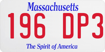 MA license plate 196DP3