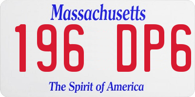 MA license plate 196DP6