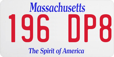 MA license plate 196DP8