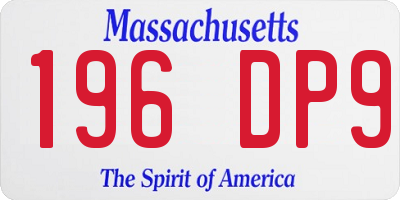 MA license plate 196DP9