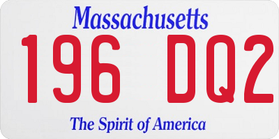 MA license plate 196DQ2