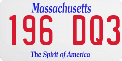 MA license plate 196DQ3