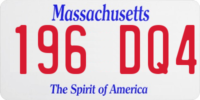 MA license plate 196DQ4