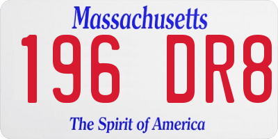 MA license plate 196DR8