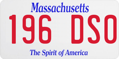 MA license plate 196DS0