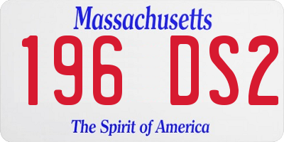 MA license plate 196DS2