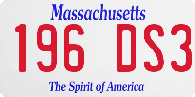 MA license plate 196DS3