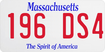 MA license plate 196DS4