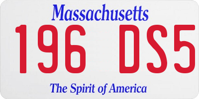 MA license plate 196DS5
