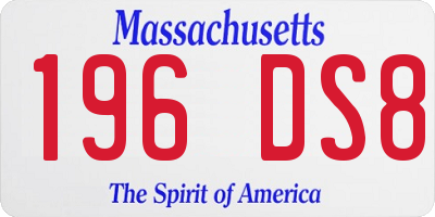 MA license plate 196DS8