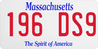 MA license plate 196DS9