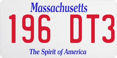 MA license plate 196DT3