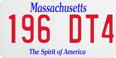 MA license plate 196DT4