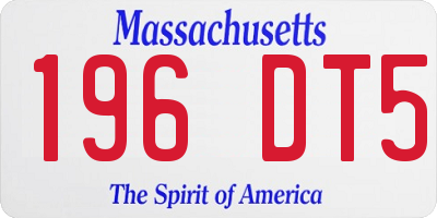 MA license plate 196DT5