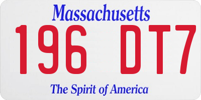 MA license plate 196DT7