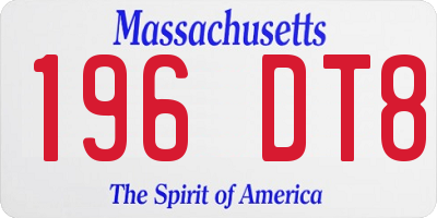 MA license plate 196DT8