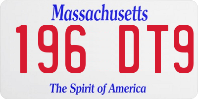 MA license plate 196DT9