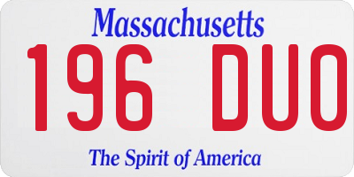 MA license plate 196DU0