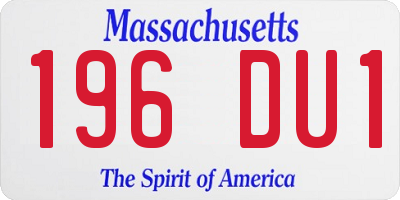 MA license plate 196DU1