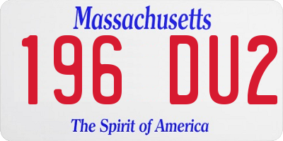 MA license plate 196DU2