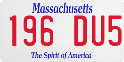 MA license plate 196DU5