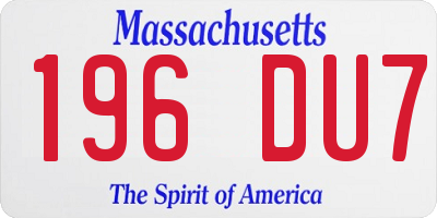 MA license plate 196DU7