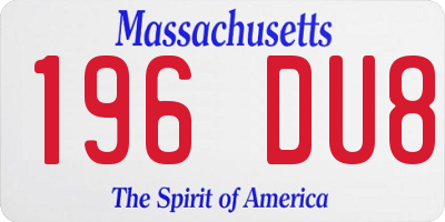 MA license plate 196DU8