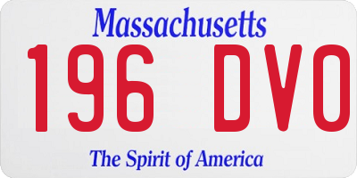 MA license plate 196DV0