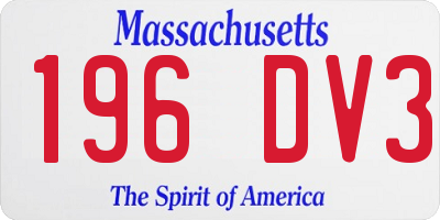 MA license plate 196DV3