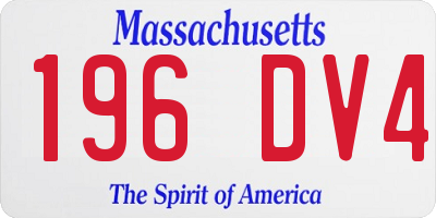 MA license plate 196DV4