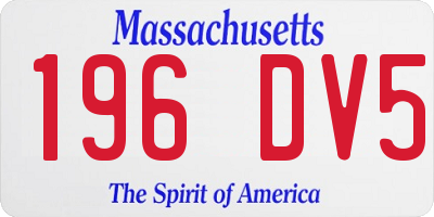 MA license plate 196DV5