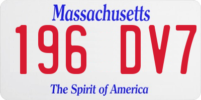 MA license plate 196DV7