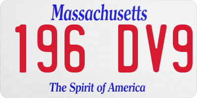 MA license plate 196DV9