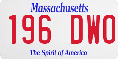 MA license plate 196DW0