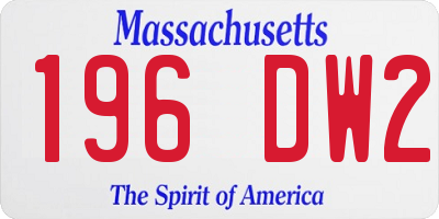 MA license plate 196DW2