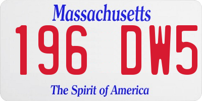 MA license plate 196DW5