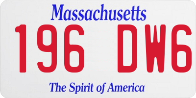 MA license plate 196DW6